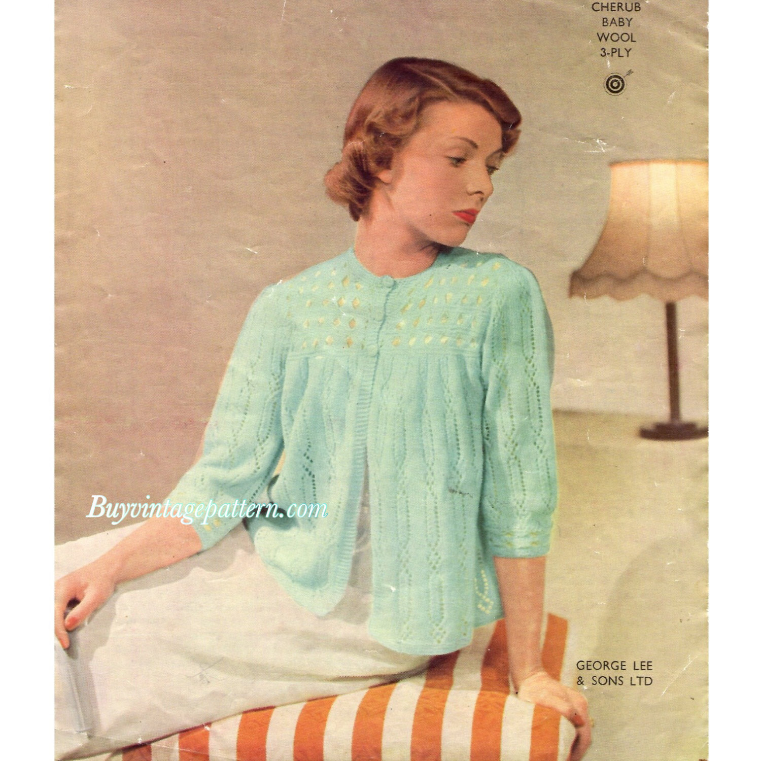 Vintage Bedjacket knitting pattern downloadable PDF Buyvintagepattern